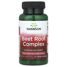 Swanson Beet Root Complex supplement bottle with black cap, 60 veggie capsules
