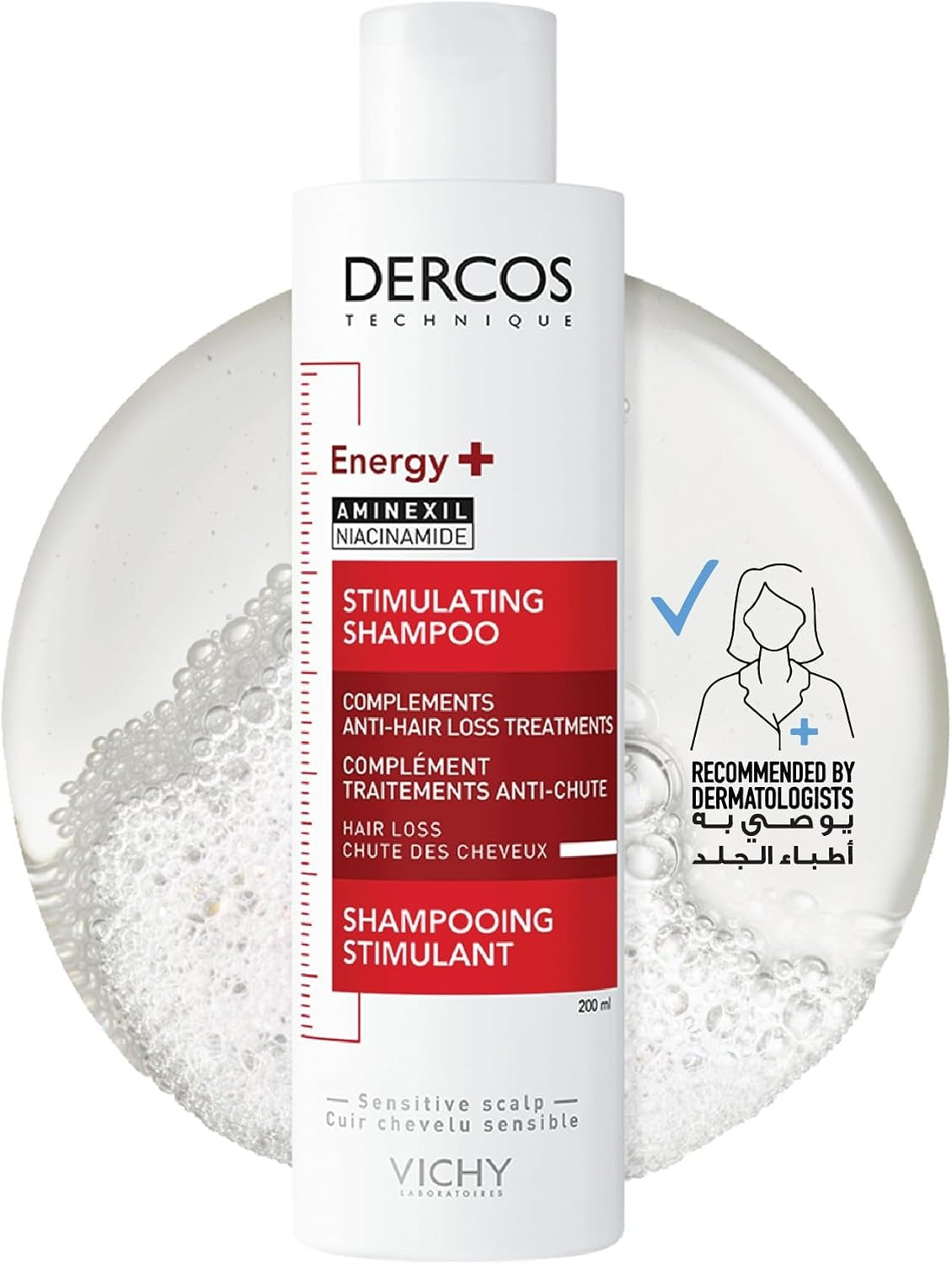 Vichy Dercos Energy + Stimulating and Anti Hair Loss Shampoo with Aminexil with Vitamin C 200ml