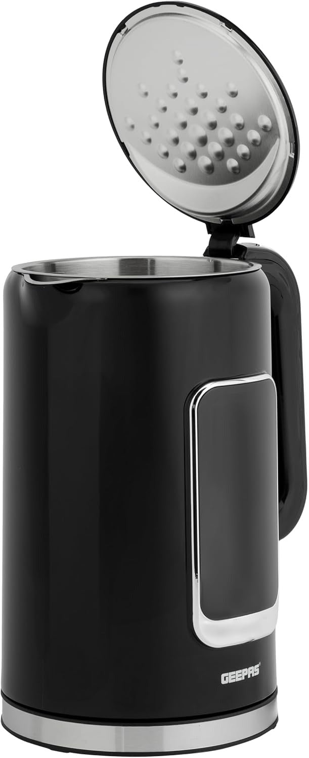 Geepas Double Layer Kettle, Black, GK38052|1.7L Digital Display Kettle Dry Boiling Protecction/Quick Boil Water, Tea and Coffee Maker-2200 Watts