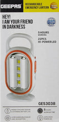Geepas LED Emergency Lantern- GE53038| Energy Efficient Design, 22 Pieces Hi-Power LEDs, and 5 Hours Working| Compact, Portable and Light-Weight Design with Stand