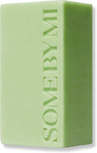 Green cleansing soap bar with embossed Some By Mi logo