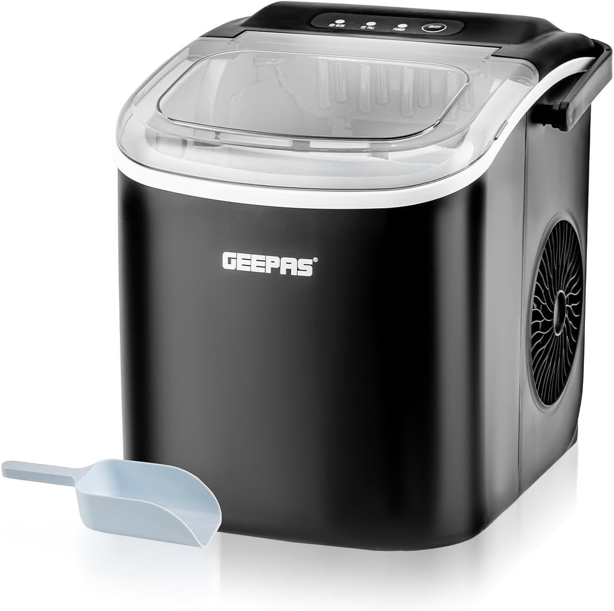 Geepas Portable Automatic Ice Maker- GIM63053UK| 1.2 L Water Container Capacity, 0.6 KG Ice Container Capacity| Produces 12 KG Ice per Day, Perfect for Home, Restaurants, Outdoor Parties, Camps, Etc.