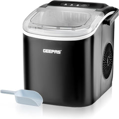 Geepas Portable Automatic Ice Maker- GIM63053UK| 1.2 L Water Container Capacity, 0.6 KG Ice Container Capacity| Produces 12 KG Ice per Day, Perfect for Home, Restaurants, Outdoor Parties, Camps, Etc.