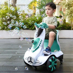 6v Electric Kids Car: 360° Rotation, Bubble Ejection, LED Lights, and Seat Belt for Safe Fun! - Mumzar.com