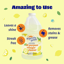 All-purpose vinegar cleaner bottle with Amazing to use icons for shine and stain removal