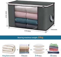 3 Pieces Large Capacity Sized Bags, Clothes Storage Bag Organizers, Foldable, Durable and Space Saver with See-Through Window and Carry Handles