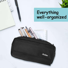 ProCase black zippered pencil case holding multiple pens arranged inside