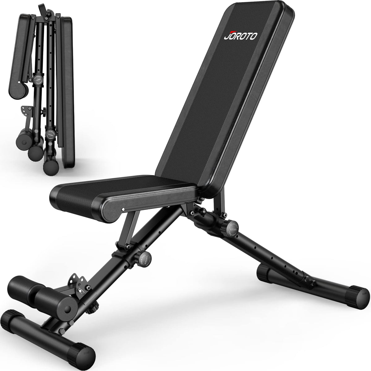 JOROTO Banco de pesas ajustable, banco de entrenamiento de fuerza para todo el cuerpo, banco de press de banca plegable inclinado/declinado, equipo de ejercicios abdominales para gimnasio en casa, 700 lb/800 lb/1000 lb