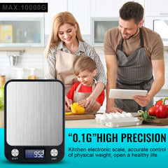 Digital Kitchen Scale Multifunction Food Scale, Touch Button, Ultra Slim with Large LCD Display, 11lb/5kg, 22lb/5kg, Stainless Steel (Batteries Included) (10000g/1g)