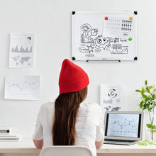 Magnetic whiteboard with chart and diagram drawings, classroom presentation setting
