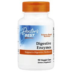 Digestive enzymes probiotic supplement bottle with blue label and orange cap