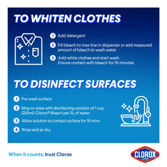 Clorox Liquid Bleach 1.89L, Floral Scent New Fragrance Experience, Kills 99.9% of Viruses and Bacteria, Cleans and Disinfects
