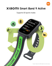 Fitness smartwatch band with black strap and rectangular touchscreen display