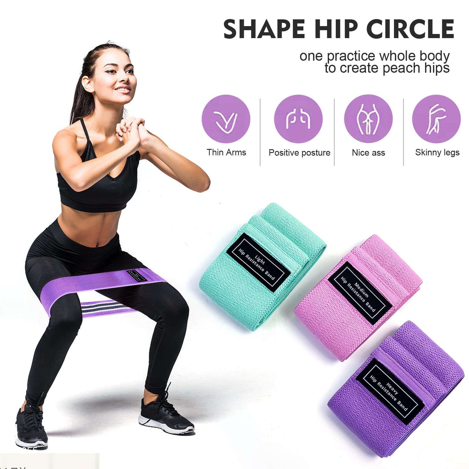 Resistance Bands Fabric,Exercise Bands Non Slip Hip Elastic Bands For Hip, Legs, Butt, Glutes And Thighs Workout, Thick Wide Fitness Loop Circle Resistance Bands, Set Of 3 Pack, Multicolor