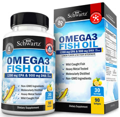 BioSchwartz, Omega 3 Fish Oil, Lemon Flavor, 1200 mg EPA & 900 mg DHA, 90 Softgels