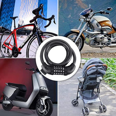 Bike Lock Cable 1/2pcs, 1.2M 5-Digit Code Bicycle Lock Coiling Resettable Combination Bike Locks Anti Theft Cycling Password Lock For Bikes And Scooters