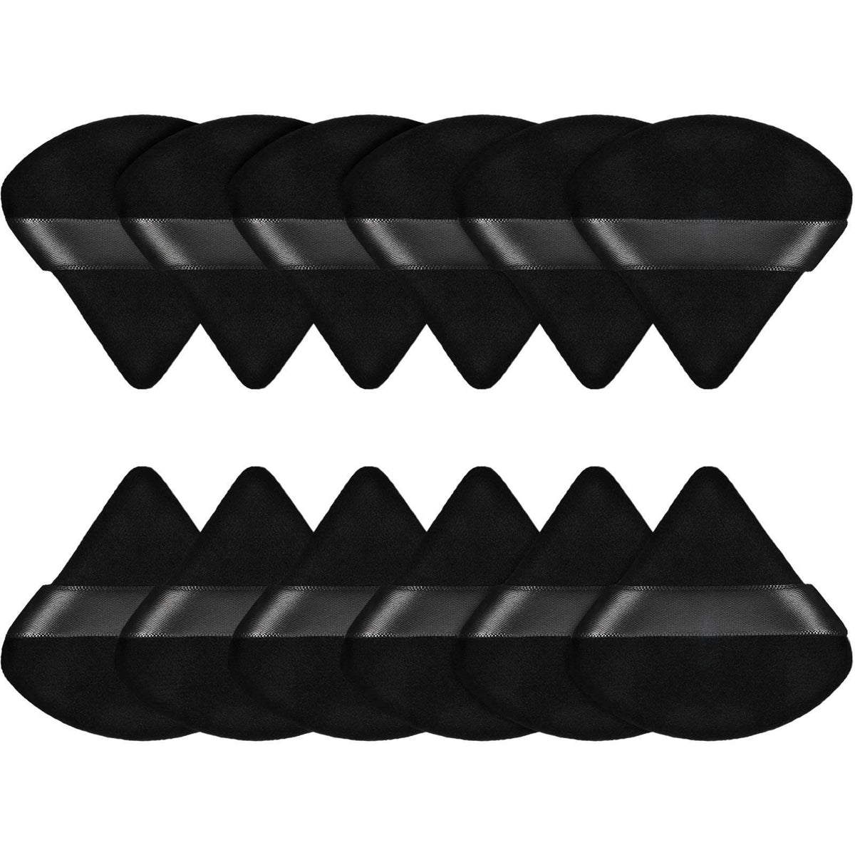 Maytis 12-Piece Triangle Makeup Sponge Set - Soft Reusable Foundation Sponge for Loose Powder, Wet/Dry Use (Black, S)