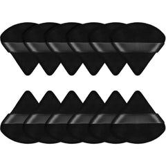 Maytis 12-Piece Triangle Makeup Sponge Set - Soft Reusable Foundation Sponge for Loose Powder, Wet/Dry Use (Black, S)
