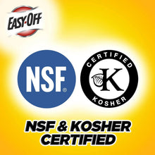 Oven cleaner certification panel with NSF and Kosher certified logos