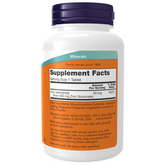NOW Supplements, Zinc 50 mg, Tablets 250 Count (Pack of 1)