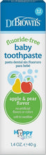Dr. Brown's fluoride-free baby toothpaste tube, apple & pear flavor, 0-3 months, 1.4 oz