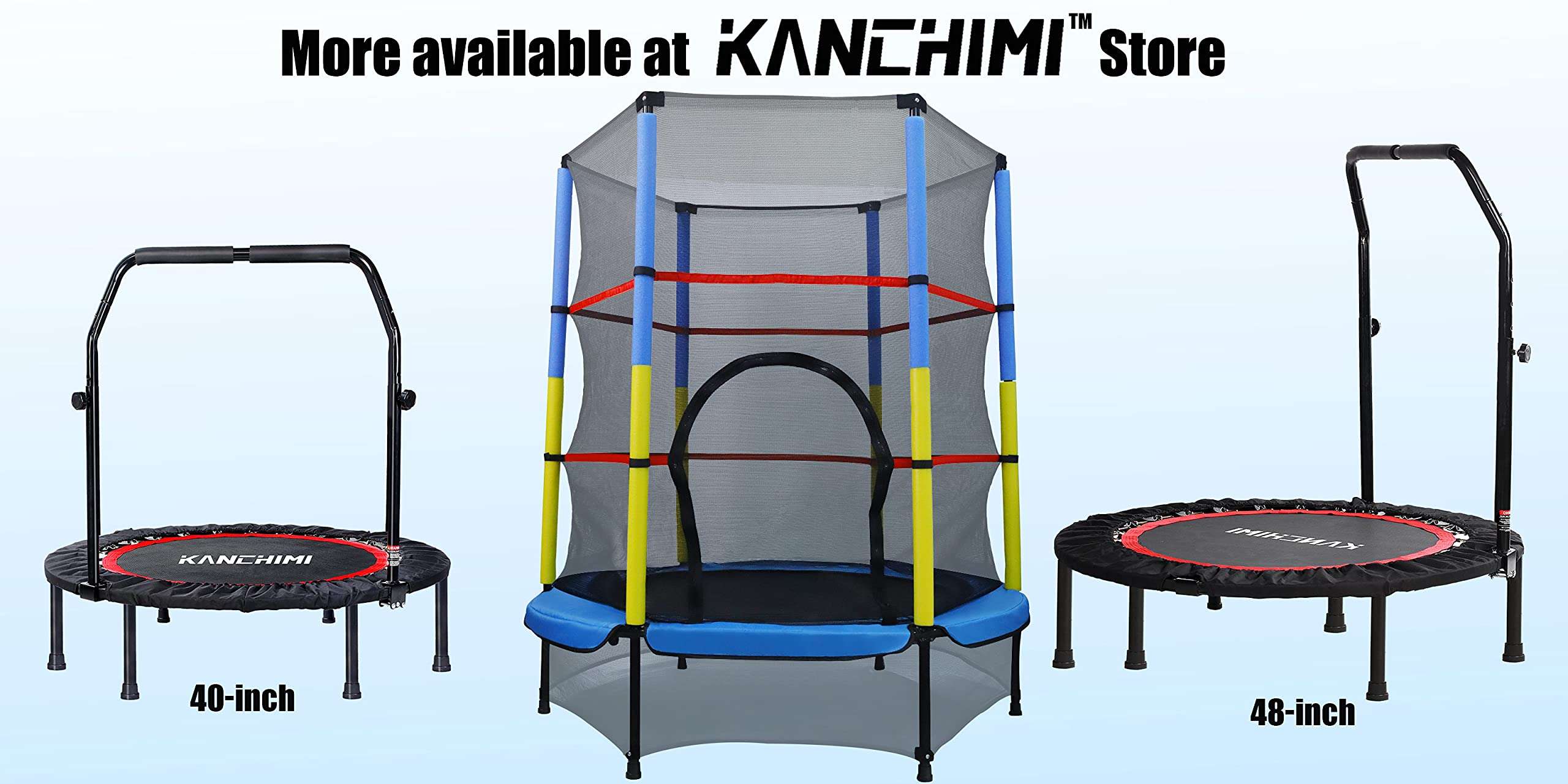 Kanchimi 40" Folding Mini Fitness Indoor Exercise Workout Rebounder Trampoline with Handle, Max Load 150KG