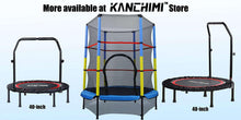 Folding mini rebounder trampoline with safety net, plus smaller 48-inch and 40-inch units