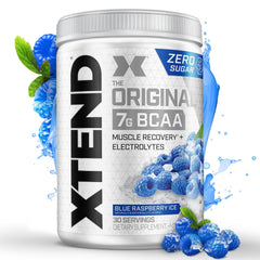 XTEND Original BCAA Powder Blue Raspberry Ice, ZERO CALORIE, ZERO CARB, ZERO SUGAR, Post Workout Muscle Recovery Drink with Amino Acids, 7g BCAAs for Men & Women, 30 Servings