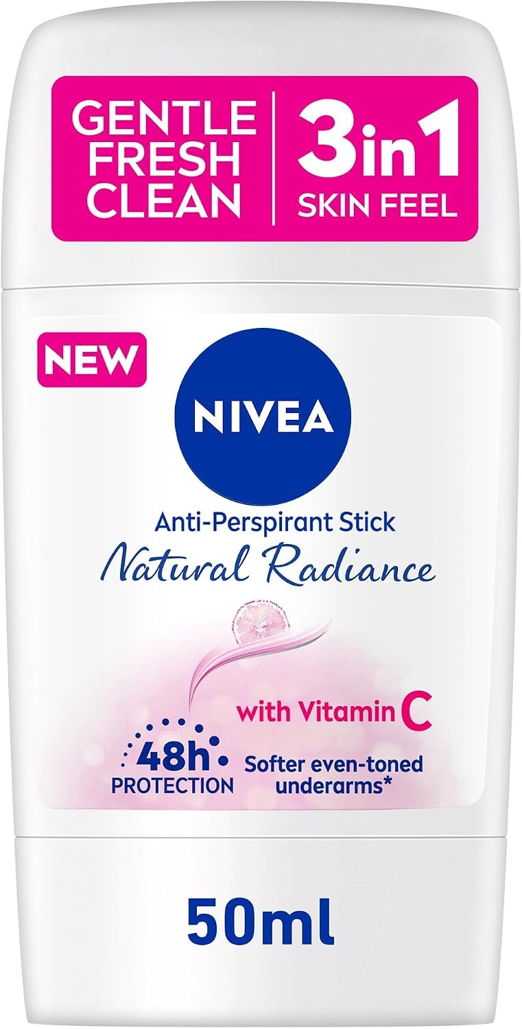 NIVEA Natural Radiance, Radiant & Smooth, Vitamin C Collagen Booster 48h Antiperspirant for Women, Stick 50ml