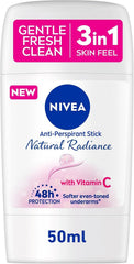 NIVEA Natural Radiance, Radiant & Smooth, Vitamin C Collagen Booster 48h Antiperspirant for Women, Stick 50ml