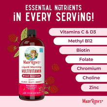 MaryRuths Liquid Morning Multivitamin bottle with ingredients list on label card
