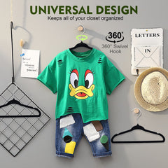 15Pcs Non-Slip Velvet Kids Hangers, Premium Baby Clothes Hangers with 360 Chrome Swivel Hook, Non Slip Toddler Hangers for Kids and Children Clothes Space saving (Black)