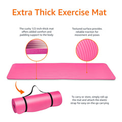 Esterilla de yoga extra gruesa para gimnasio con correa de transporte de Amazon Basics