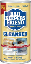 Bar Keepers Friend cleanser detergent powder can, yellow label with blue logo