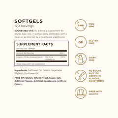 Solgar Vitamin D3 (Cholecalciferol) 250 mcg (10,000 IU) | 120 Softgels | Supports Healthy Bones, Teeth & Immune System | Non-GMO, Gluten, Wheat & Dairy Free | Promotes Tissue Health