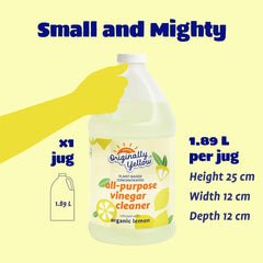 Vinagre de limpieza multiusos Originally Yellow para pisos del hogar, solución con vinagre destilado | Infusionado con limón orgánico | Productos de limpieza vegetal para el hogar, 1.89 L (paquete de 1)