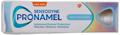 Sensodyne Pronamel Gentle Whitening toothpaste box showing advanced enamel protection and gentle whitening