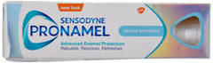 Sensodyne Pronamel Gentle Whitening toothpaste box showing advanced enamel protection and gentle whitening