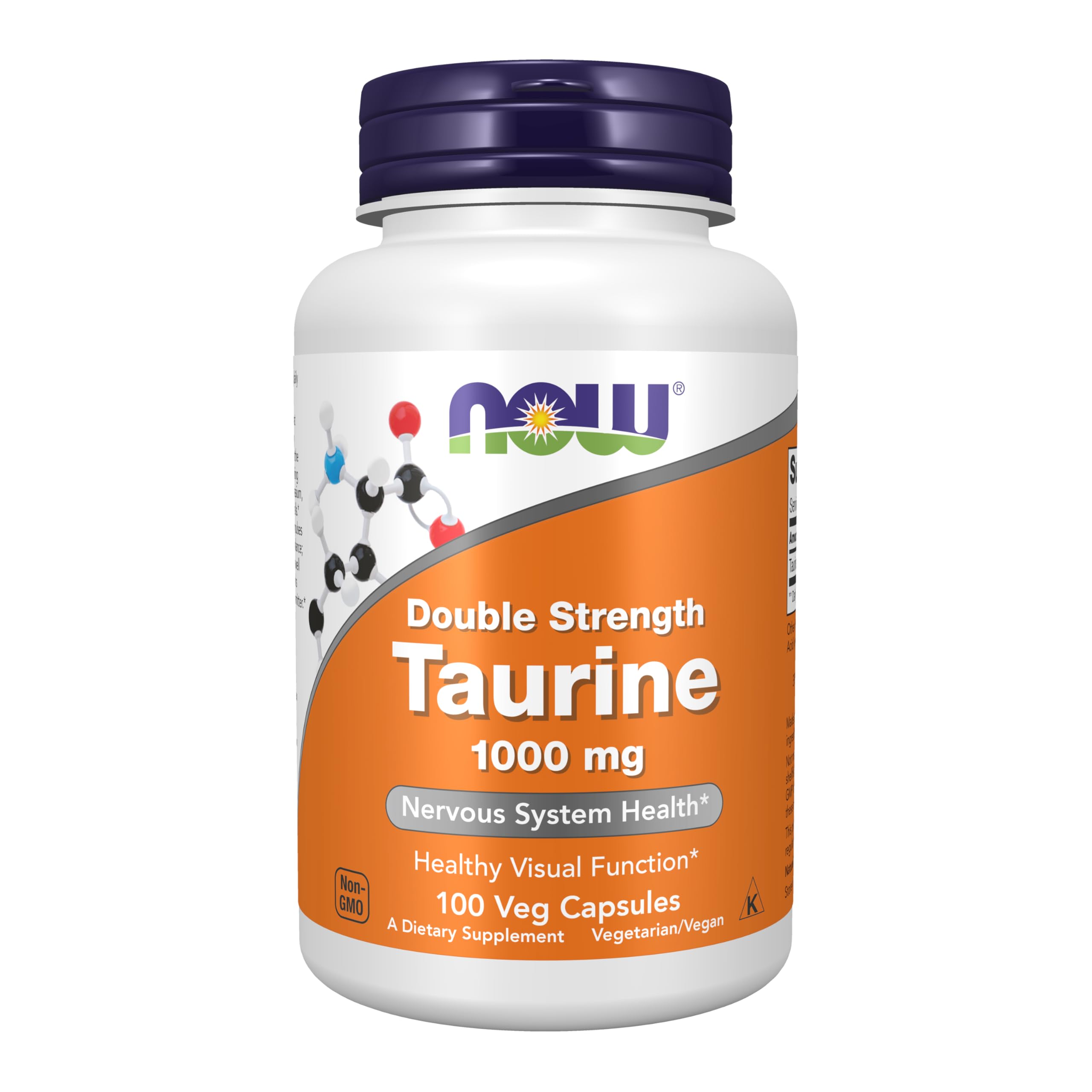 NOW Double Strength Taurine 1000 mg bottle 100 veg capsules for nervous system support now foods taurine capsules