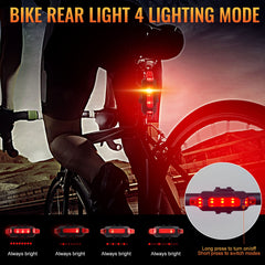 Bike Light Set USB Rechargeable Bycicle LED Accessories Night Cycling Headlight Tail Rear Reflectors for Mountain Bike 4 Lighting Modes, Easy to Install (Blue)