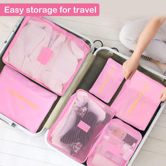 Travel Packing Cubes,Traveling Accessories,Luggage Packing Organizers Set,Waterproof Laundry Bag,Storage Bag for Travel,Breathable Mesh,pack of 6 pieces,Pink