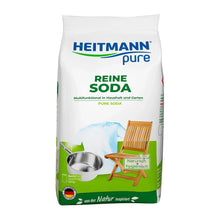 HEITMANN pure soda cleaning powder pouch, white bag with green blue front label