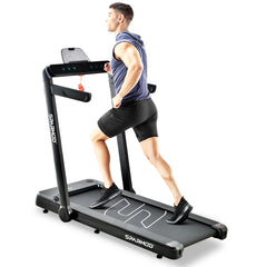 Cinta de correr Sparnod Fitness STH-3060 / STH-3040, ultradelgada, plegable 2 en 1 para uso doméstico. La almohadilla para caminar debajo del escritorio cabe debajo de la cama o el sofá. No requiere instalación. Motor de 4 HP de potencia máxima.