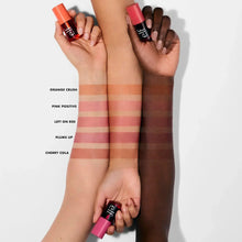 Hand swatches of e.l.f. sheer lip and cheek tint on arms in multiple shades