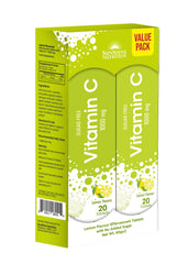Sunshine Nutrition Vitamin C 1000Mg, (2X20 Tablets) | Effervescent Tablets Value Pack | No Added Sugar | Lemon Flavor