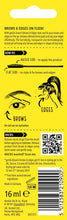 Eyebrow and edge styling gel back panel with directions and got2b Glued, 16 ml.