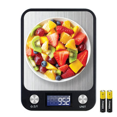 Digital Kitchen Scale Multifunction Food Scale, Touch Button, Ultra Slim with Large LCD Display, 11lb/5kg, 22lb/5kg, Stainless Steel (Batteries Included) (10000g/1g)