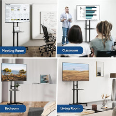 Mobile TV Stand Rolling TV Cart for 32-65 Inch,Height Adjustable Floor TV Stand,Lockable Wheels&Removable Shelf for LCD LED 4K Flat Curved TV,110 lbs,Max VESA 600x400mm,180x76x56cm,Black