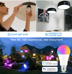 Smart Light Bulb, Multi Color Changing Dimmable Smart Wifi And Bluetooth Compatible With Alexa And Google Home Assistant, 10W