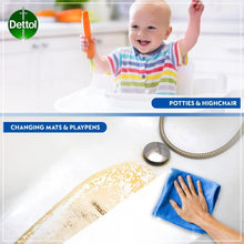 Dettol Glass Cleaner promotional graphic with baby and cleaning cloth